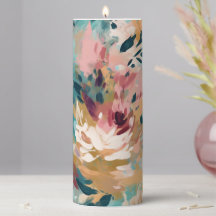 Teal Brown Abstract Painting Floral Pattern