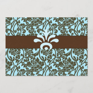 Teal & Brown Brocade Bridal Shower Invitation