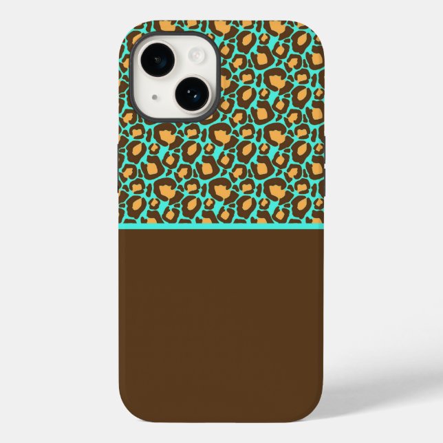 Teal & Brown Cheetah Print Phone Case (Back)