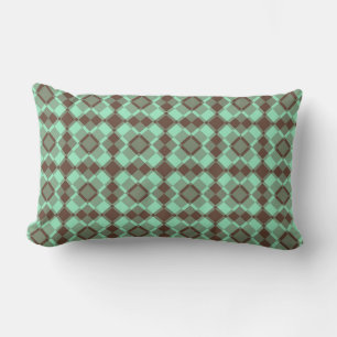 Teal Brown Chequered Argyle Pattern Lumbar Cushion