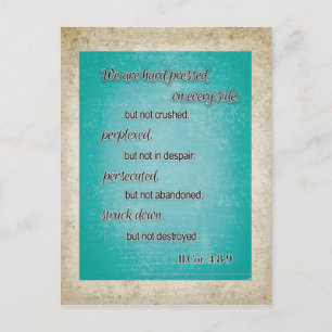 Teal Brown Christian Bible Verse II Cor 4:8-9 Postcard
