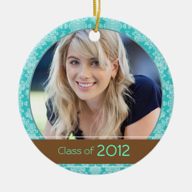 Teal & Brown Photo Graduation 2012 Keepsake Ceramic Ornament (Front)