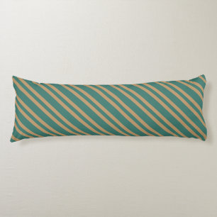 Teal Brown Stripes Seamless Pattern Body Cushion