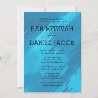 Teal Brushstrokes Custom BAR BAT MITZVAH  Invitation
