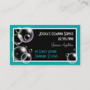 Teal Bubbles Cleaning Service Business Cards