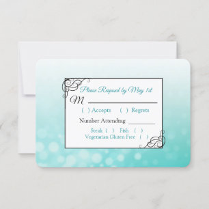 Teal Bubbles Wedding RSVP card