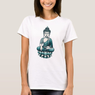 Teal Buddha in a lotus pose T-Shirt
