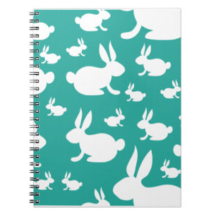 Teal Bunny Pattern Notebook