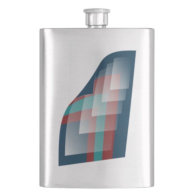 Teal burgundy blue hip flask (Front)
