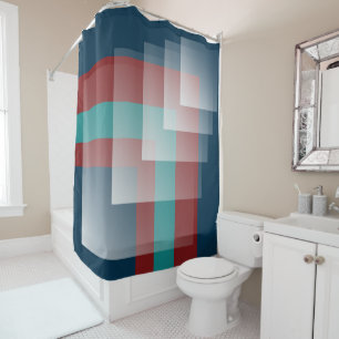 Teal burgundy blue shower curtain