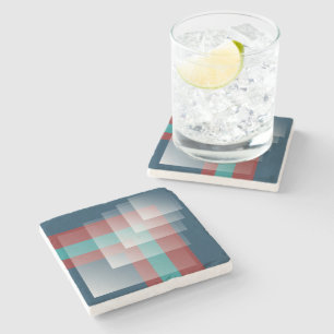 Teal burgundy blue stone coaster