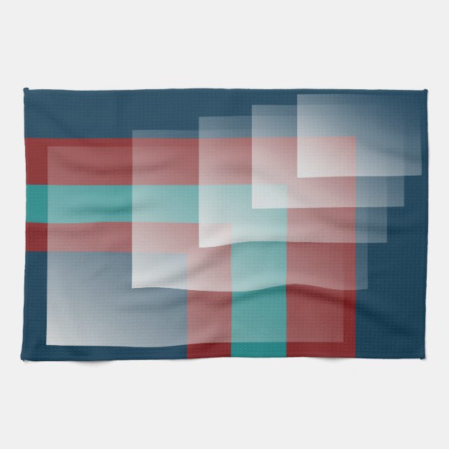 Teal burgundy blue tea towel (Horizontal)