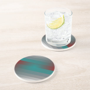 teal burgundy gray stripes coaster
