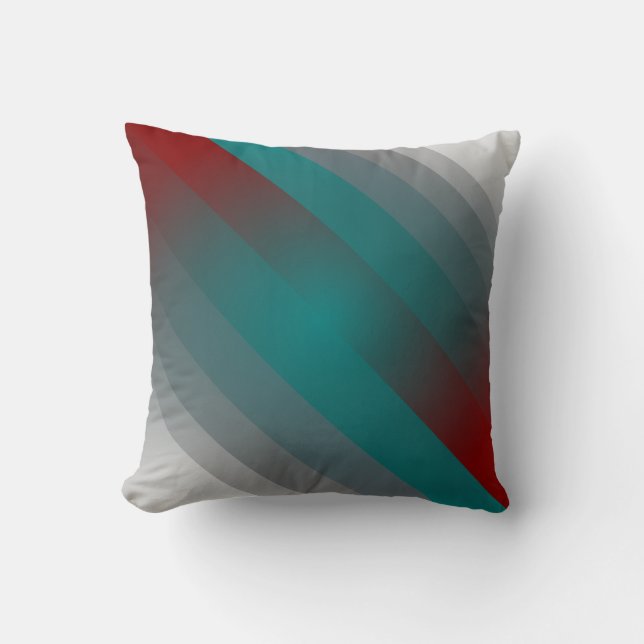 teal burgundy gray stripes cushion (Front)