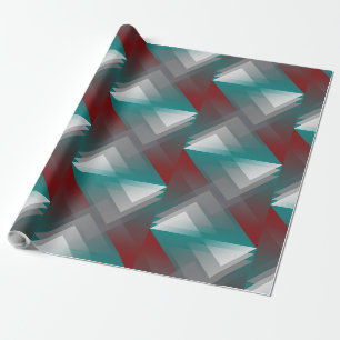 Teal burgundy gray symmetry wrapping paper