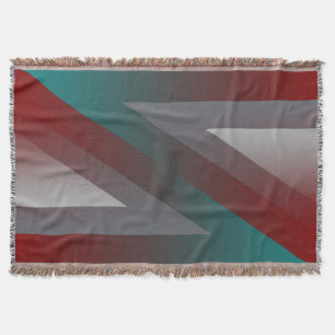 teal burgundy gray triangle throw blanket