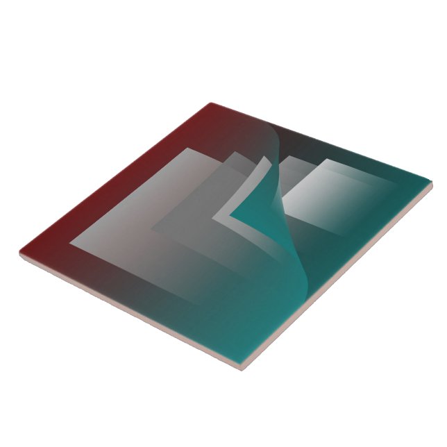 Teal burgundy grey pages ceramic tile (Side)