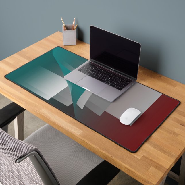Teal burgundy grey pages desk mat (Office 2)
