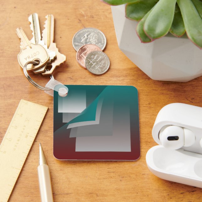 Teal burgundy grey pages key ring (Desk)