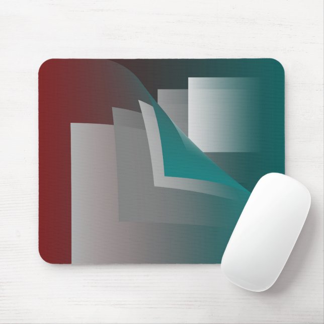 Teal burgundy grey pages mouse pad (With Mouse)