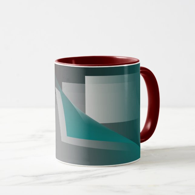 Teal burgundy grey pages mug (Front Right)