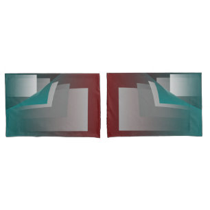 Teal burgundy grey pages pillowcase