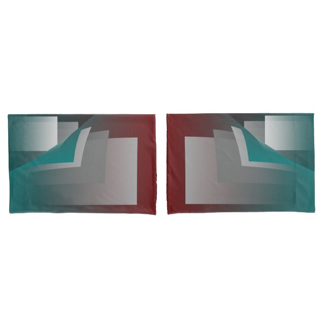 Teal burgundy grey pages pillowcase (Front-Set)
