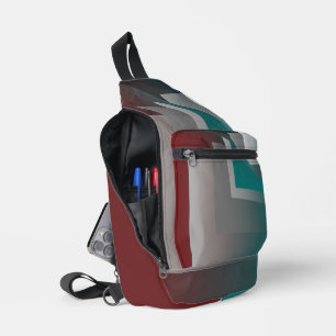 Teal burgundy grey pages sling bag
