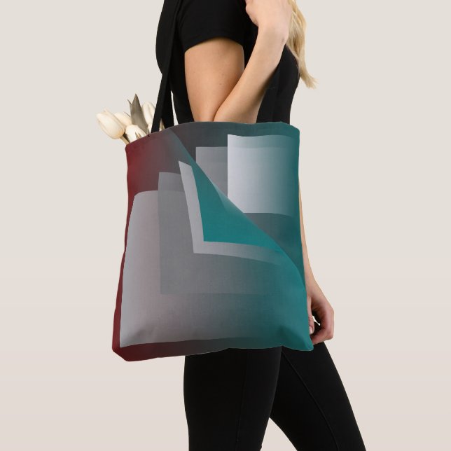 Teal burgundy grey pages tote bag (Close Up)