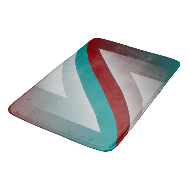 teal burgundy grey sphere effect bath mat (Angled)
