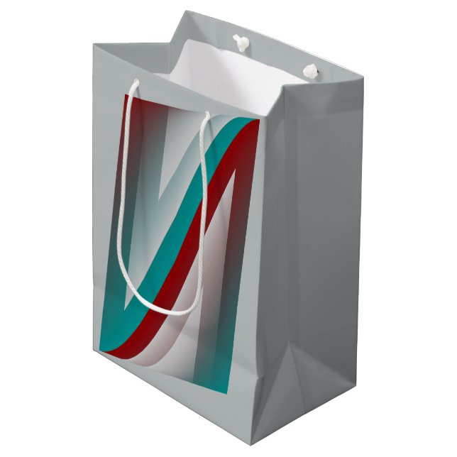 teal burgundy grey sphere effect medium gift bag (Front Angled)