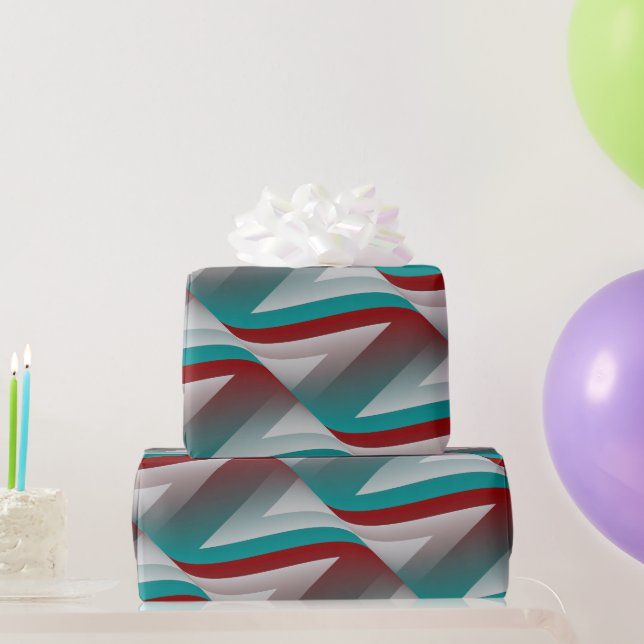 teal burgundy grey sphere effect Wrapping Paper (Party Gifts)