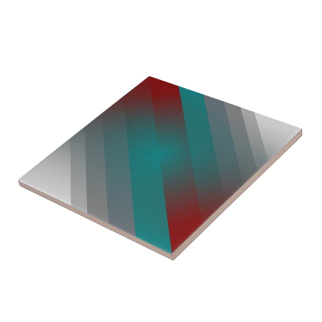 teal burgundy grey stripes ceramic tile (Side)