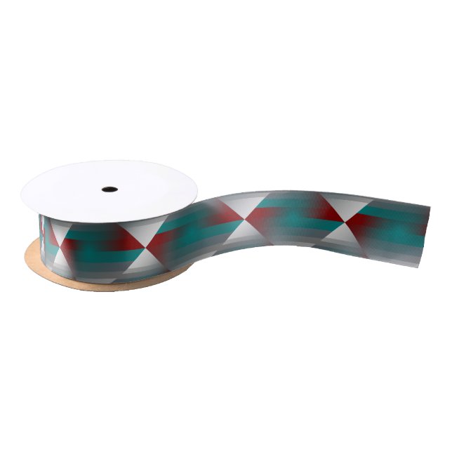 teal burgundy grey stripes satin ribbon (Spool)