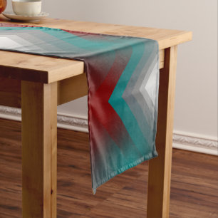 teal burgundy grey stripes short table runner