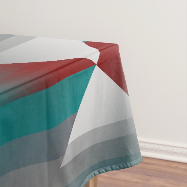 teal burgundy grey stripes tablecloth (In Situ)