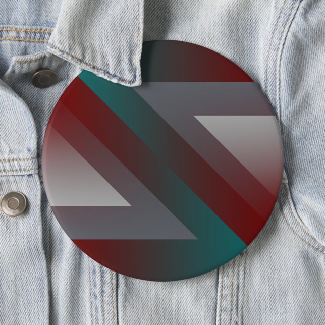 teal burgundy grey triangle 6 cm round badge (In Situ)