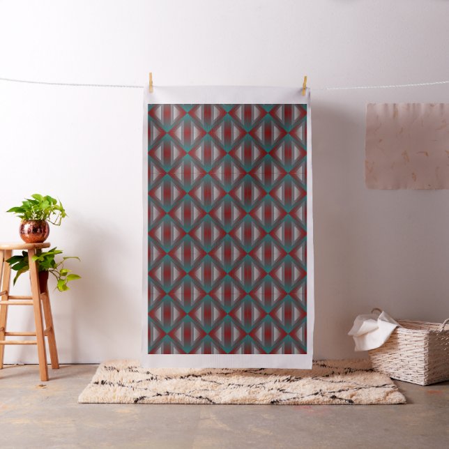 teal burgundy grey triangle fabric (In Situ)