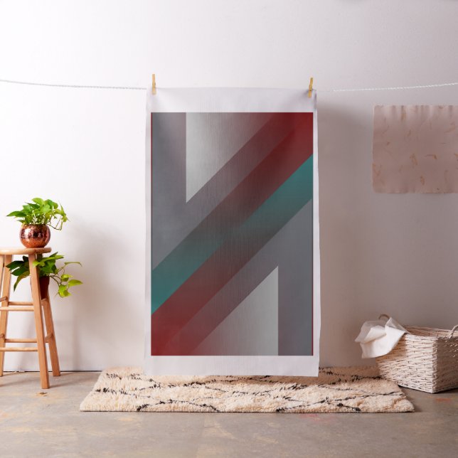 teal burgundy grey triangle fabric (In Situ)