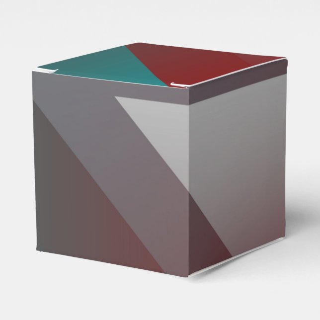 teal burgundy grey triangle favour box (Front Side)