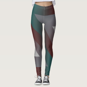 teal burgundy grey triangle leggings