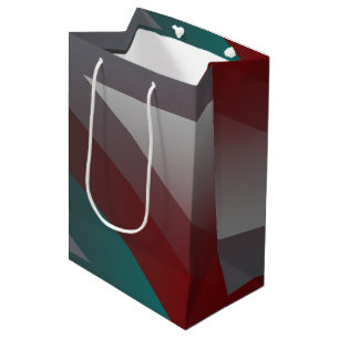 teal burgundy grey triangle medium gift bag