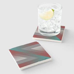 teal burgundy grey triangle stone coaster