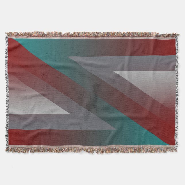 teal burgundy grey triangle throw blanket (Front)