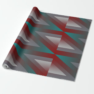 teal burgundy grey triangle wrapping paper