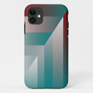 teal burgundy grey triangles iPhone 11 case