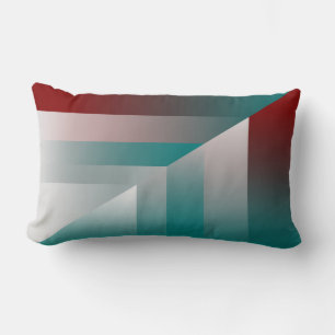 teal burgundy grey triangles lumbar cushion