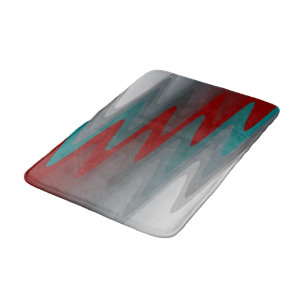 teal burgundy grey waves bath mat