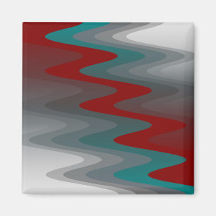 teal burgundy grey waves magnet