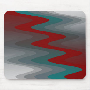 teal burgundy grey waves mouse pad